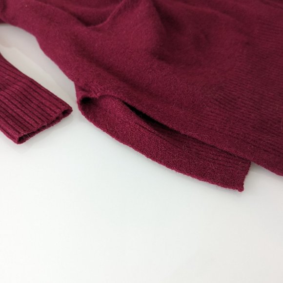 GAP Wool Blend Hooded Open Cardigan with Belt Wine Red Size S - Picture 2 of 4